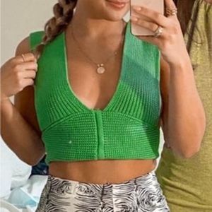 Green knit top